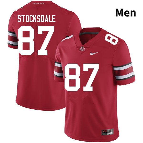 Ohio State Buckeyes Reis Stocksdale Men's #87 Red Authentic Stitched College Football Jersey